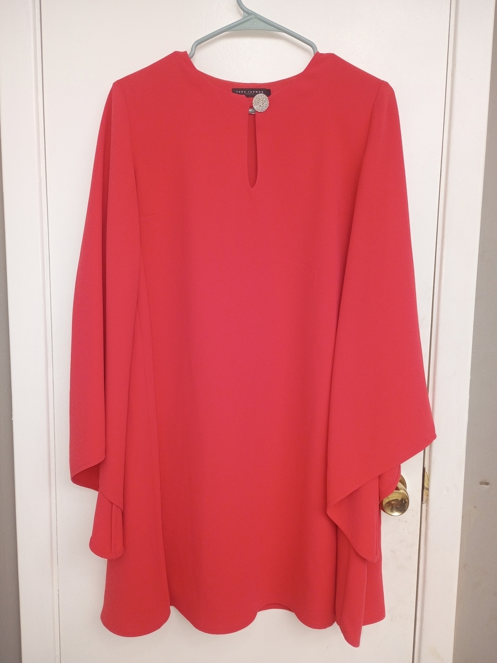 Tara Jarmon Coral Pink Bell-Sleeve Shift Dress - Picture 2 of 11
